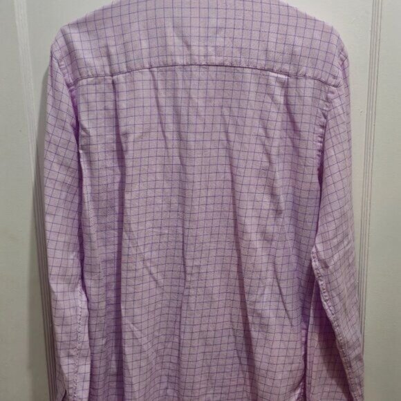 Tattersall London Long Sleeve Dress Button Shirt - 15.5 34/35 Pink with Purple - Picture 8 of 12